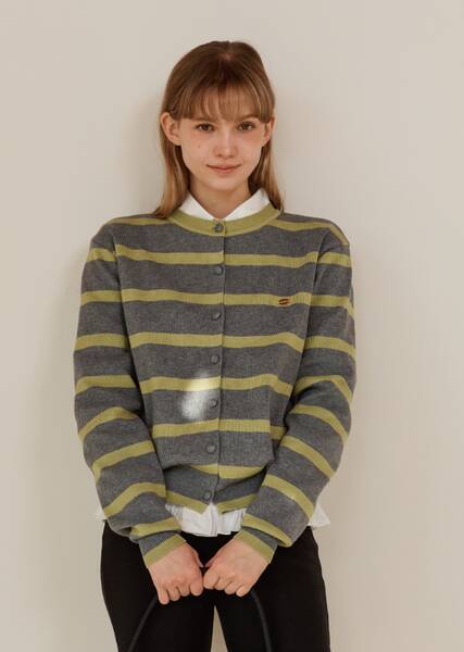 ANC BASIC STRIPE CARDIGAN_GREY - anoetic