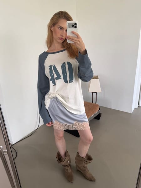 COLLECTING 04 LOOSE RAGLAN T (VINTAGE IVORY+BLUE)