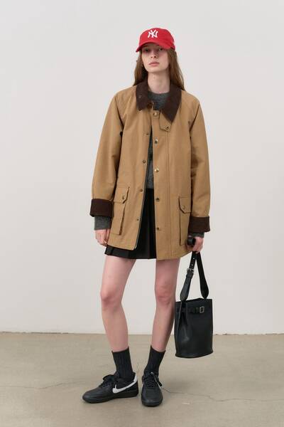 UNISEX WAXED COTTON HUNTING JACKET TAN BROWN / Dunst