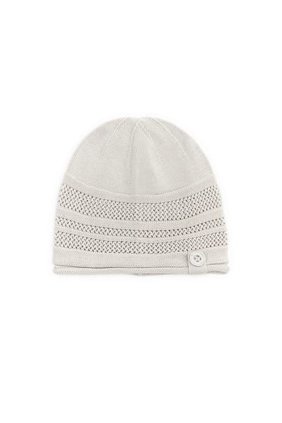 Button skashi knit beanie (Ivory) - hug your skin