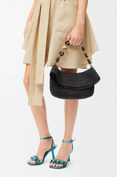 Medium Ola bag in raffia and calfskin