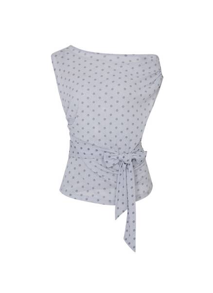 [3차] Dot Off Shoulder Top (Light Gray)