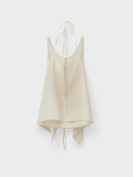 See-Through Button Loop Top_Cream - LOW CLASSIC