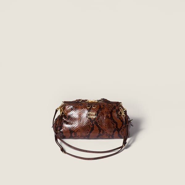 Caprice python-print Ayers leather clutch