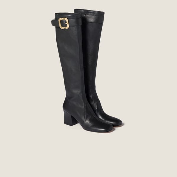 Nappa leather boots with buckle