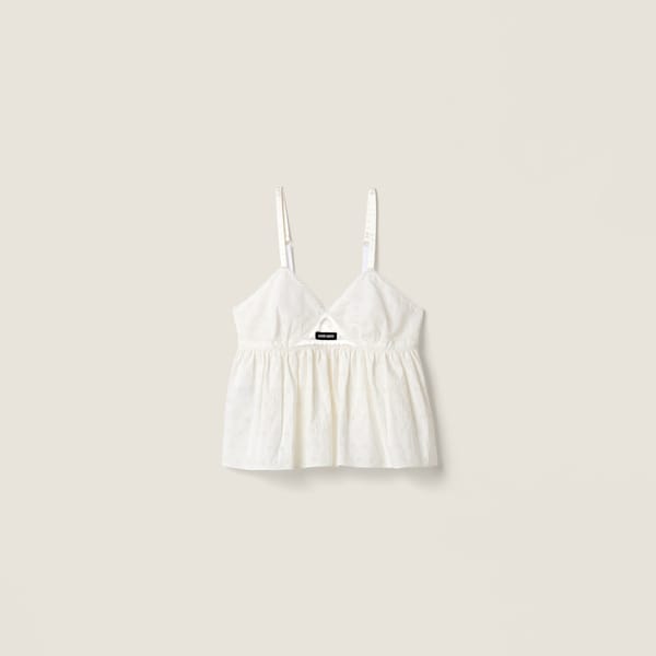 Slubbed eyelet poplin top