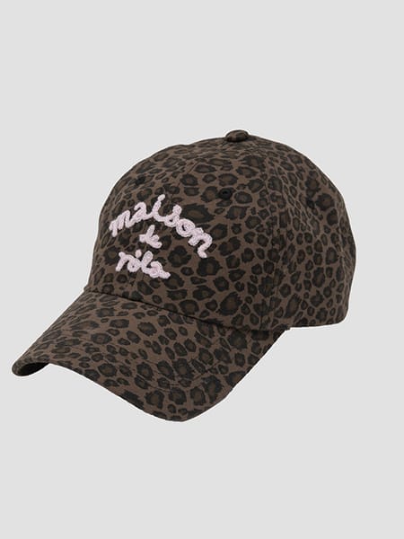 MAISON DE ROLA LEOPARD BALL CAP DEEP BROWN