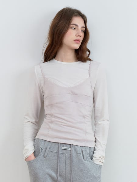 LAYERED BUSTIER SLEEVLESS TOP PINK