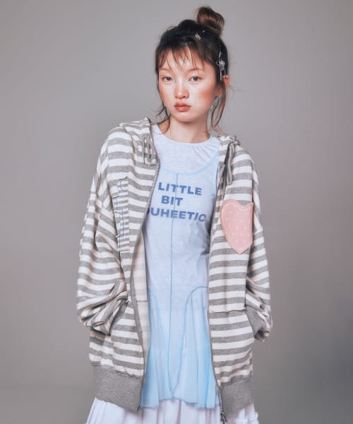 유희(YOUHEE) I LOVE APPLIQUE HOOD ZIP-UP MELANGE GREY - 사이즈 & 후기 | 무신사 | 무신사